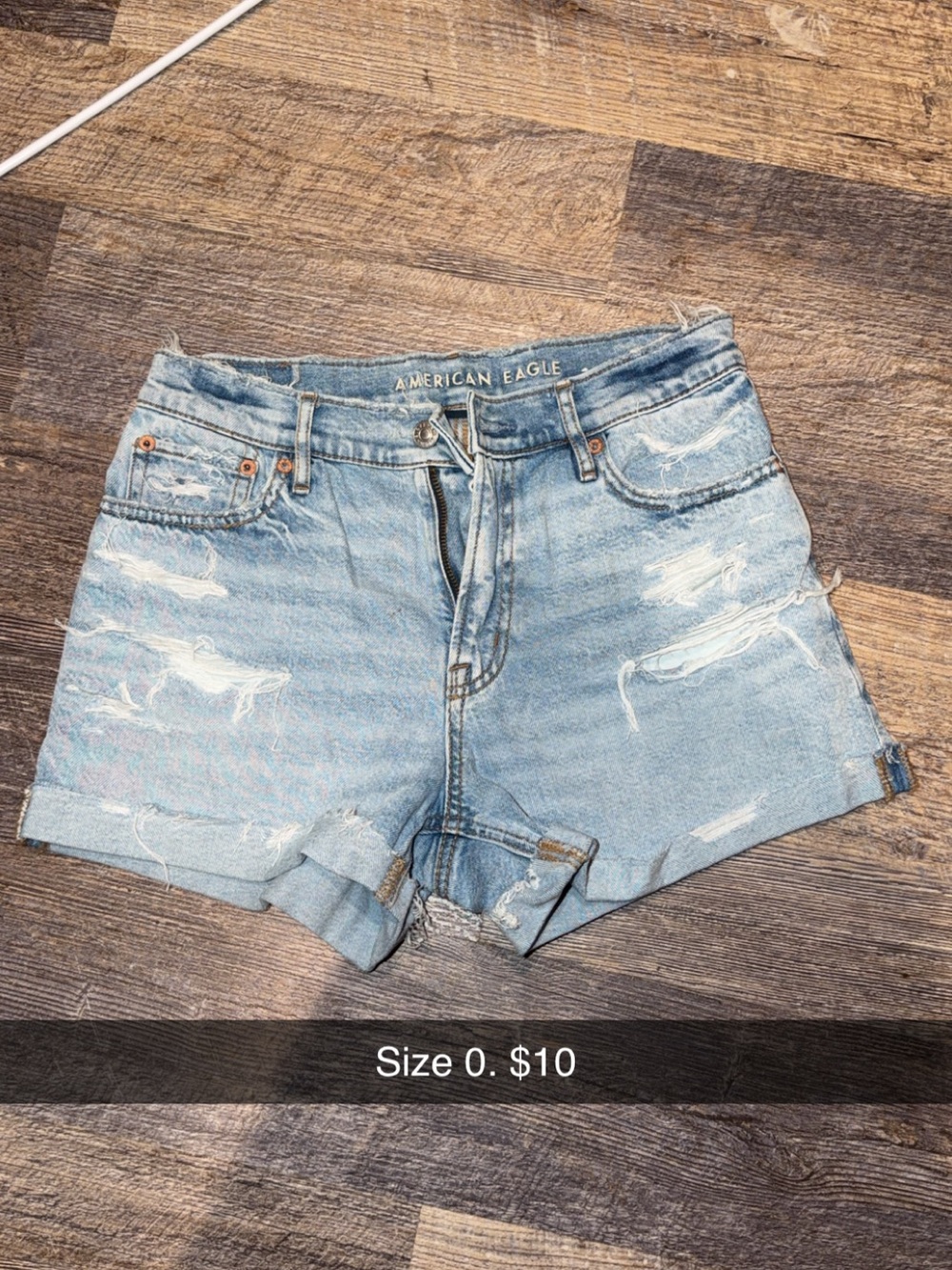 American Eagle Outfitters Light Wash Distressed Denim Shorts